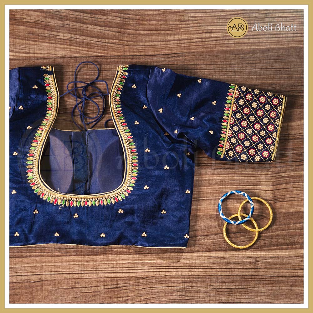 Navy Blue Color Designer Blouse - Aboli Bhatt