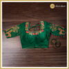 Green Color Designer Blouse (Matka Neckline)
