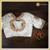 off white Color Designer Blouse (Center Round Neckline) - Image 3
