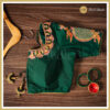 Green/Dark Green Color Designer Blouse (Matka Neckline) - Image 4